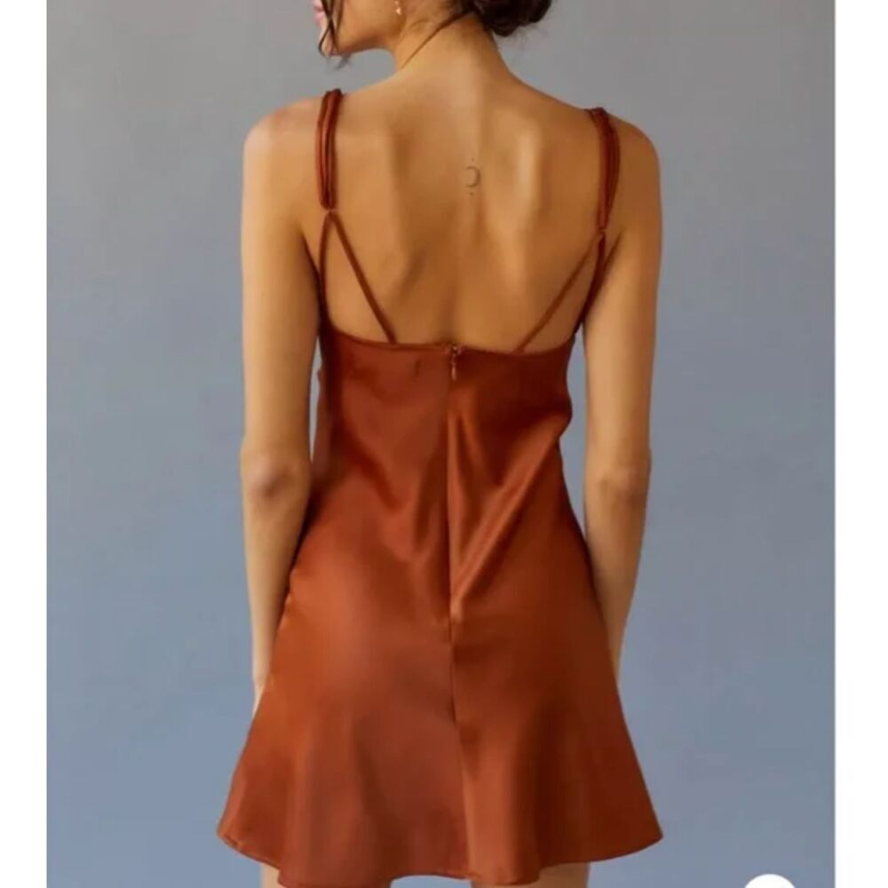 Urban Outfitters Rust Brown Satin Mini Slip Dress